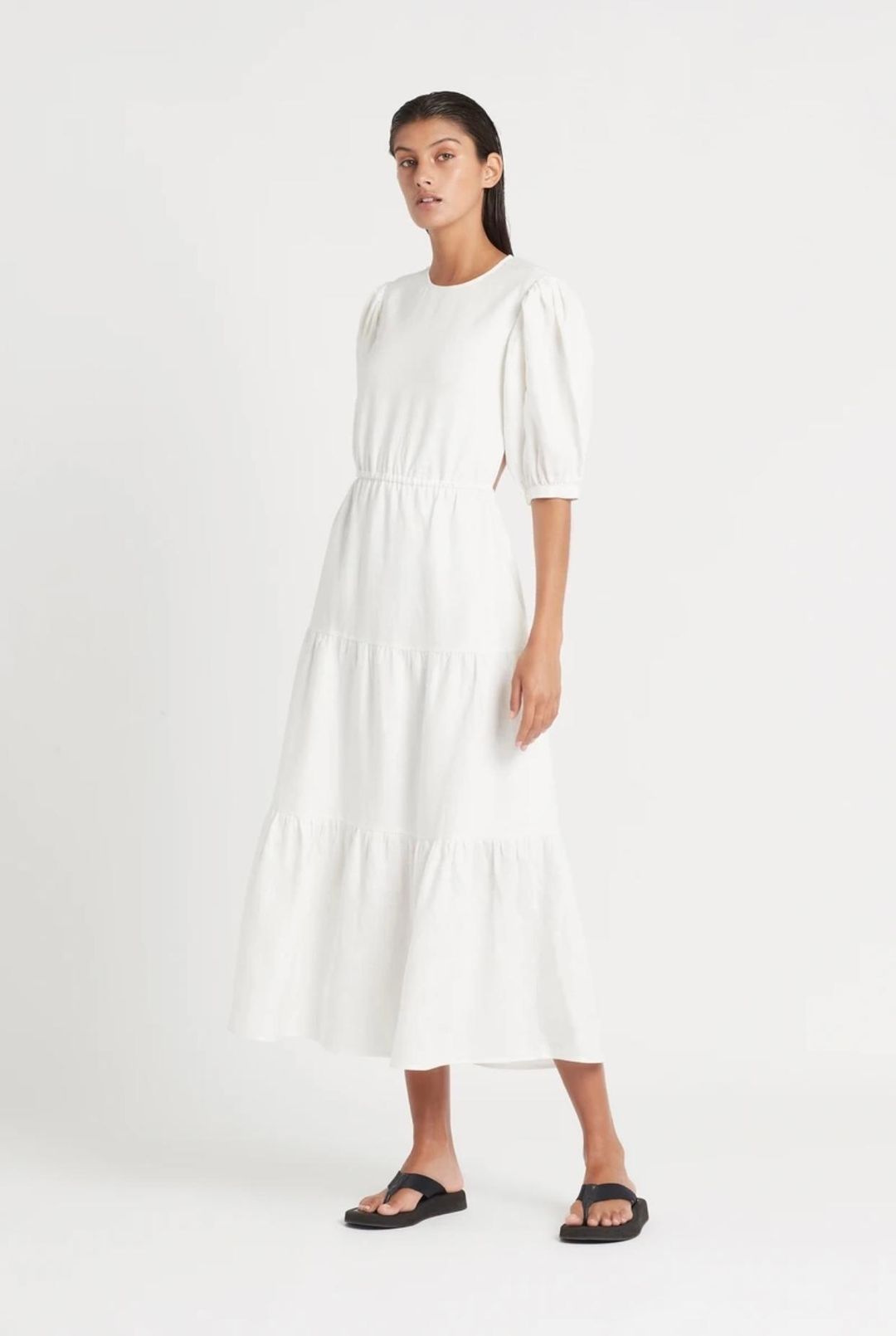 Sir The Label Lorena Tiered Midi Dress White Size AU 6 for rent on The Volte - main image