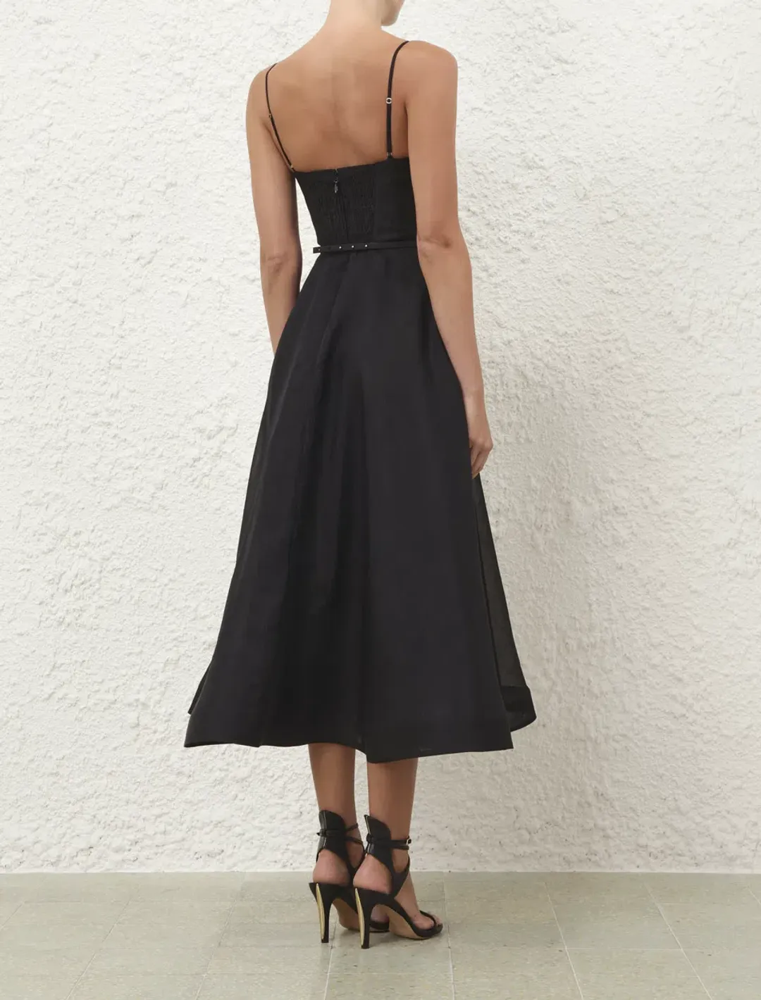 ZIMMERMANN Luna Structured Midi Dress Black s0 for rent on The Volte - main image