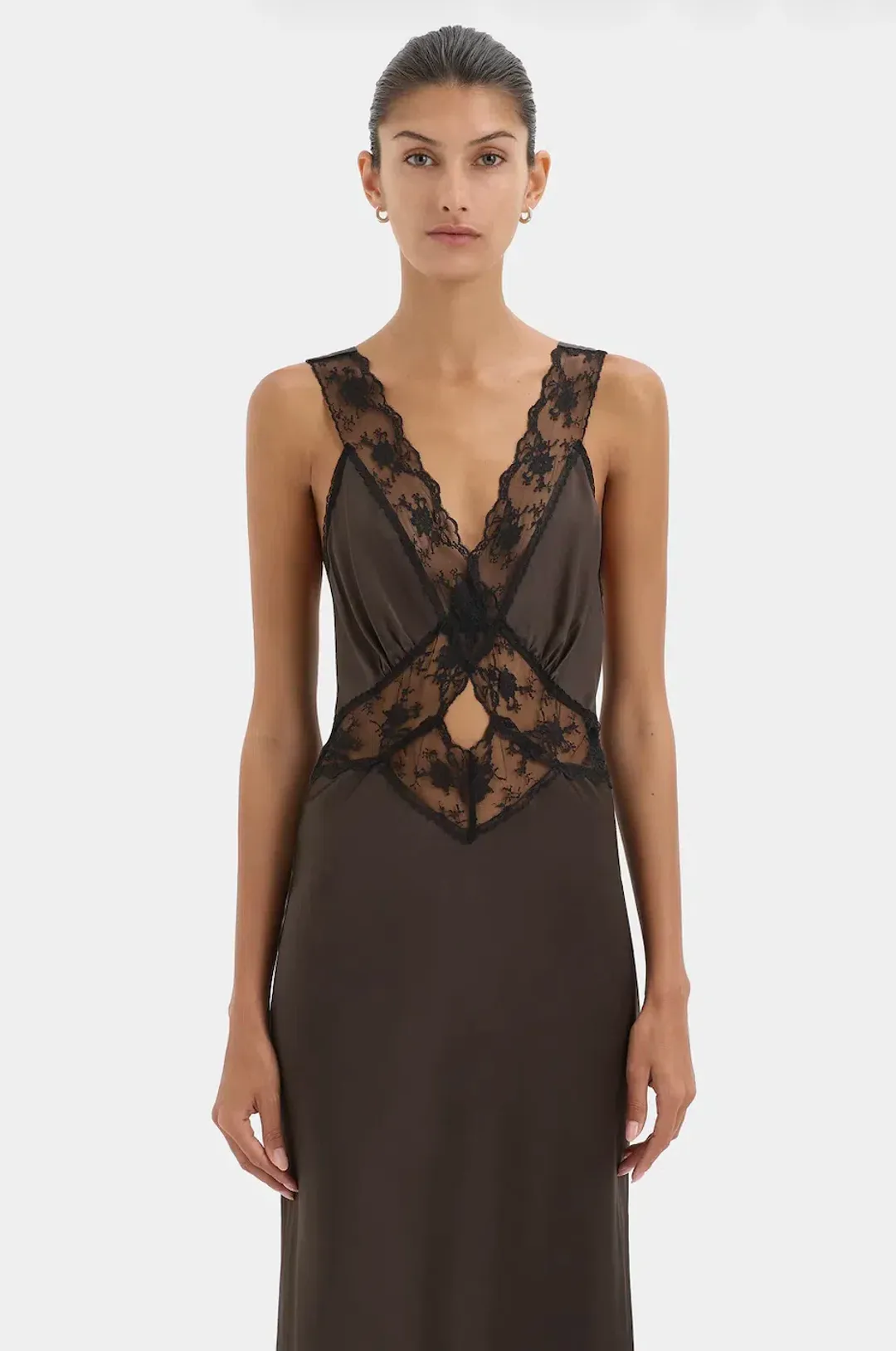 ARIES CUT OUT GOWN | BITTER CHOCOLATE - SIZE 8 for rent on The Volte - main image
