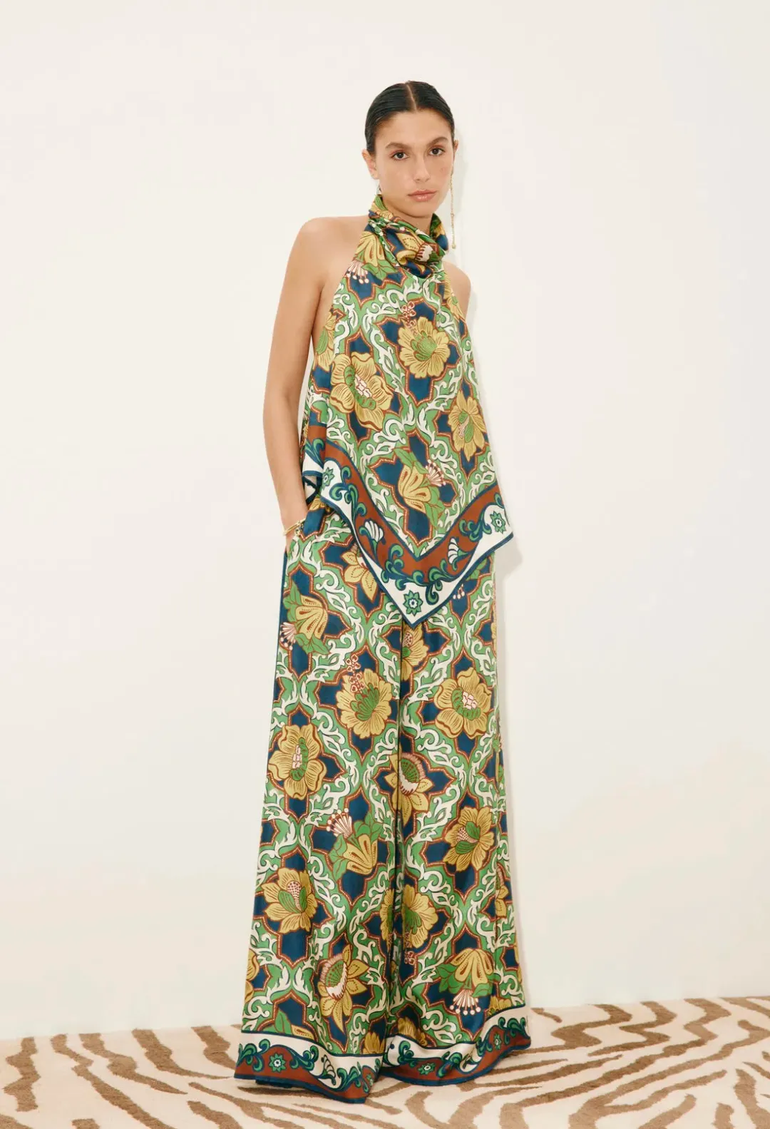 Alemais Liana Silk Top and Palazzo Pant Set Size 8 for rent on The Volte - main image