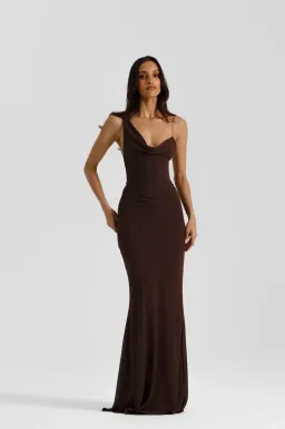 HALLIE GOWN | ESPRESSO - SIZE 8 for rent on The Volte - image 1