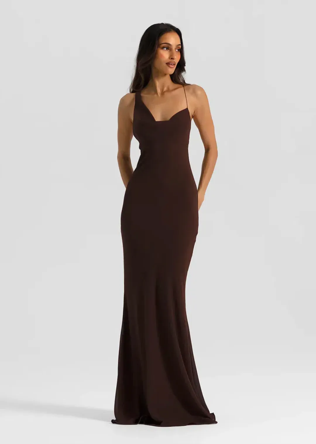 HALLIE GOWN | ESPRESSO - SIZE 8 for rent on The Volte - main image