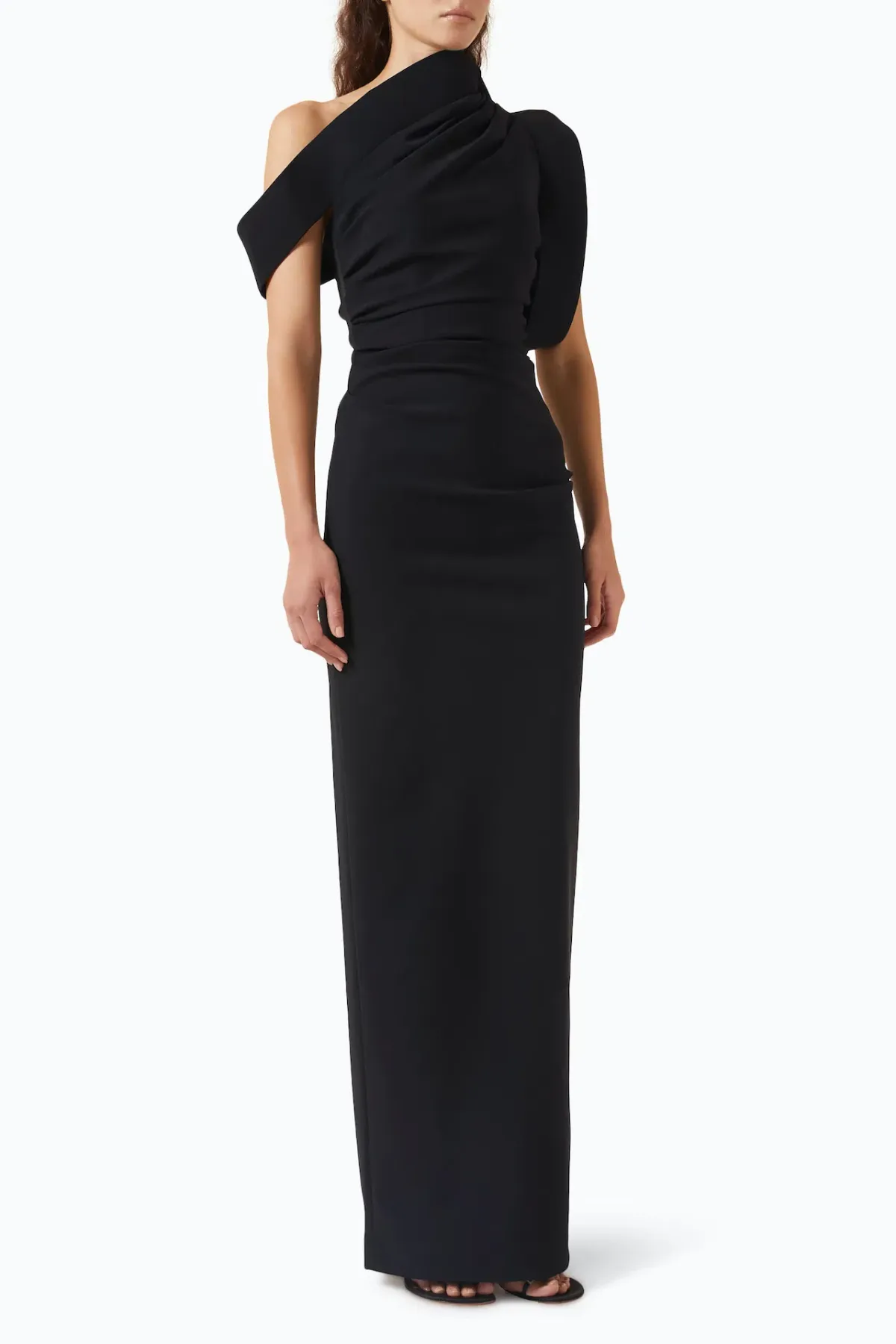 Rachel Gilbert Rowana One Shoulder Floor Length Gown Black Size AU 6 for rent on The Volte - main image