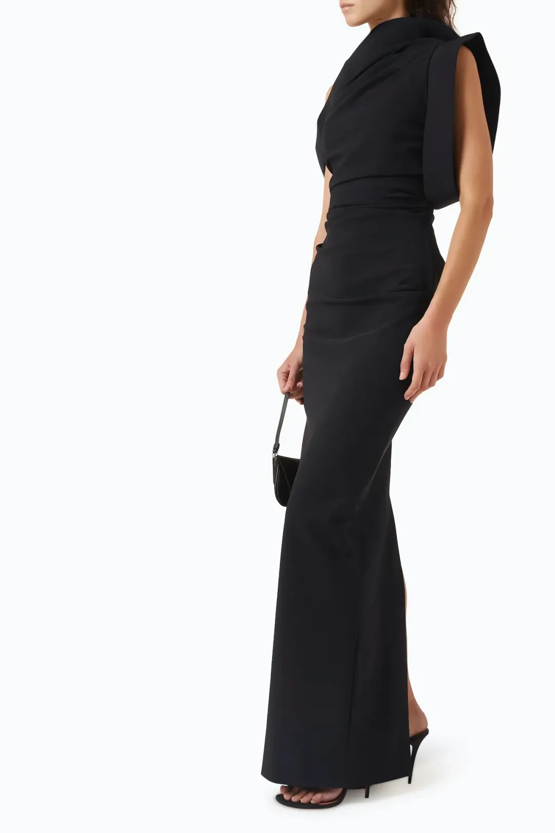 Rachel Gilbert Rowana One Shoulder Floor Length Gown Black Size AU 6 for rent on The Volte - main image
