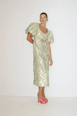  ALEMAIS Mira Puff Sleeve Midi Dress Size 12 for rent on The Volte - image 3