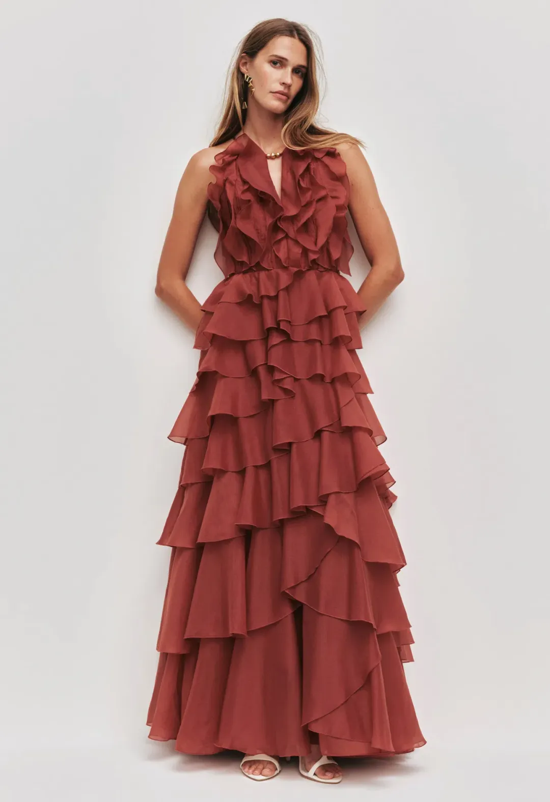 Aje Cleo Gown size 12 Rust for rent on The Volte - main image
