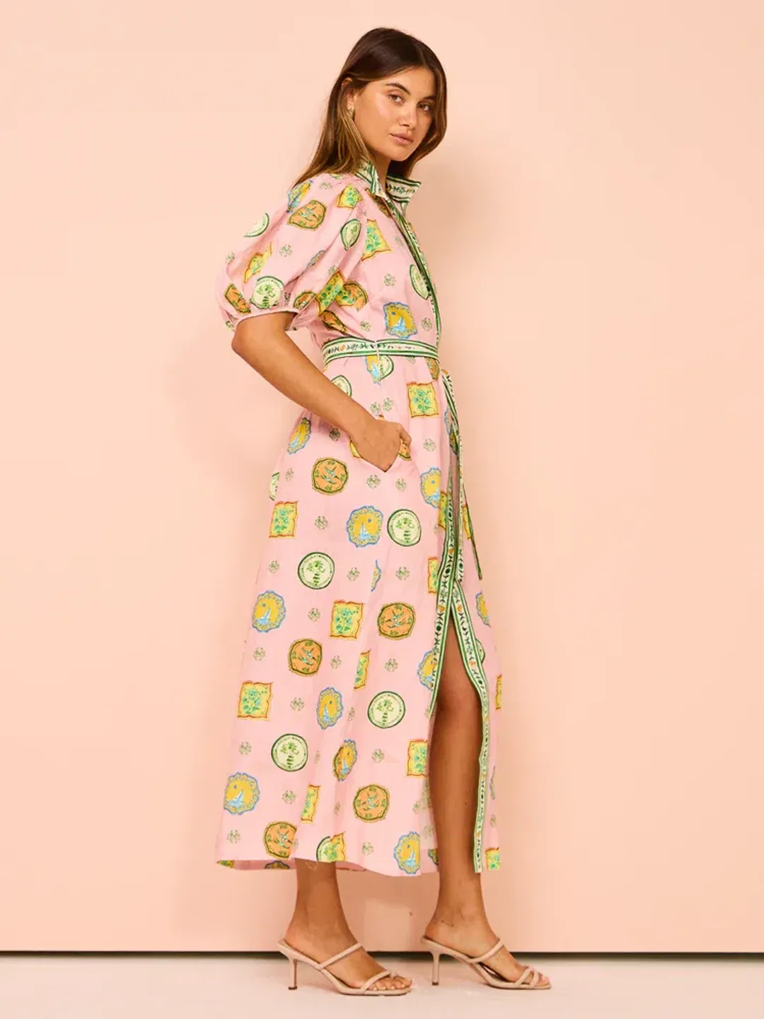 Alemais Porcelain Shirtdress size 14 Pink  for rent on The Volte - main image