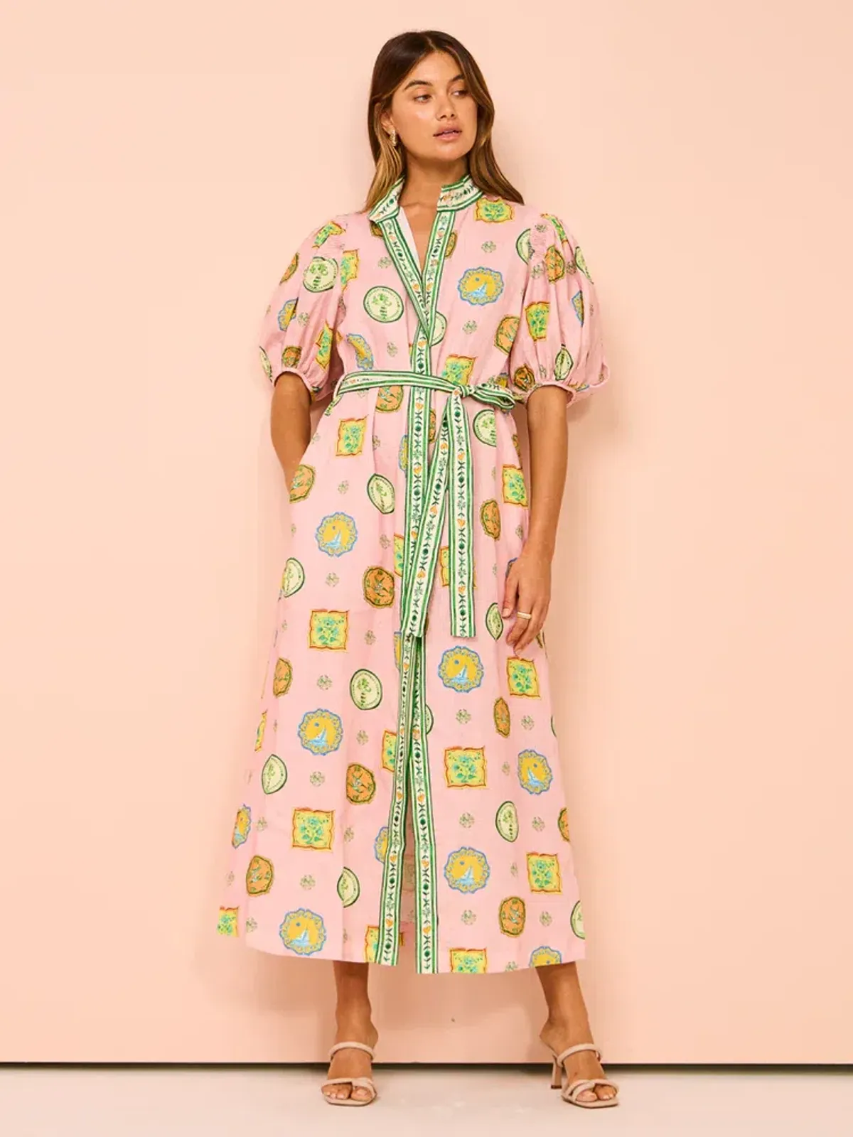 Alemais Porcelain Shirtdress size 14 Pink  for rent on The Volte - main image