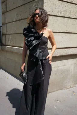 ADELIA RUFFLE MIDI DRESS | BLACK for rent on The Volte - image 2