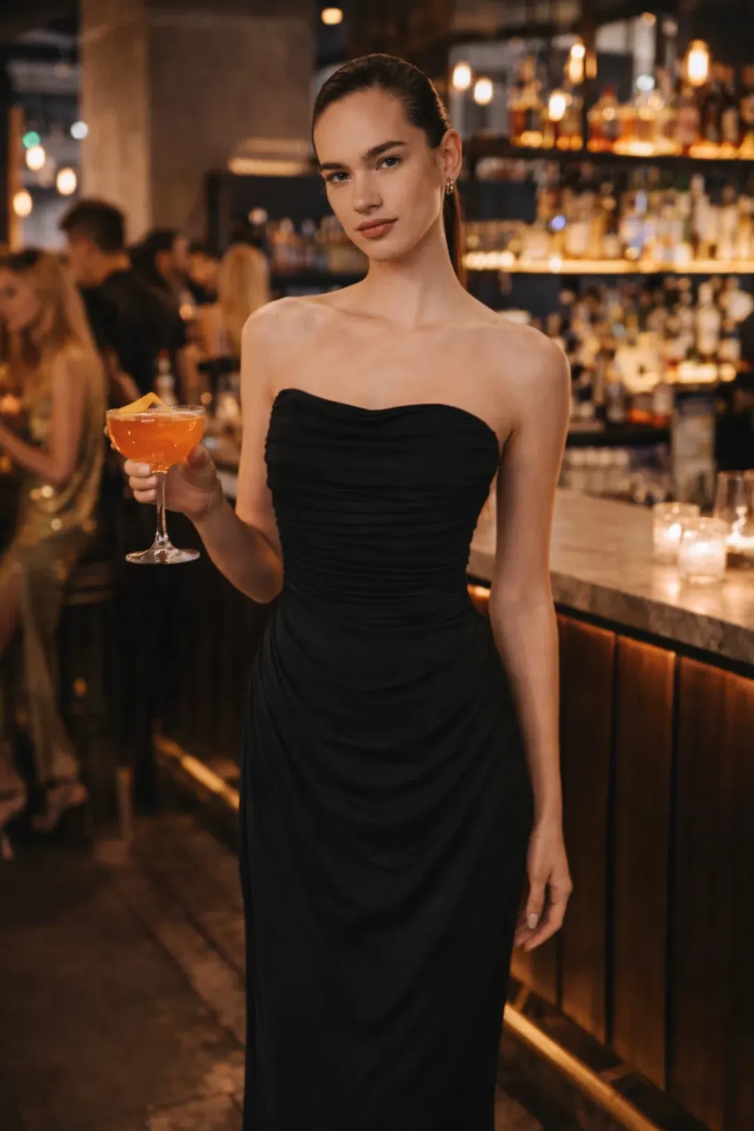 MISHA The Dry Jersey Draped Midi Dress – Black 12 for rent on The Volte - main image