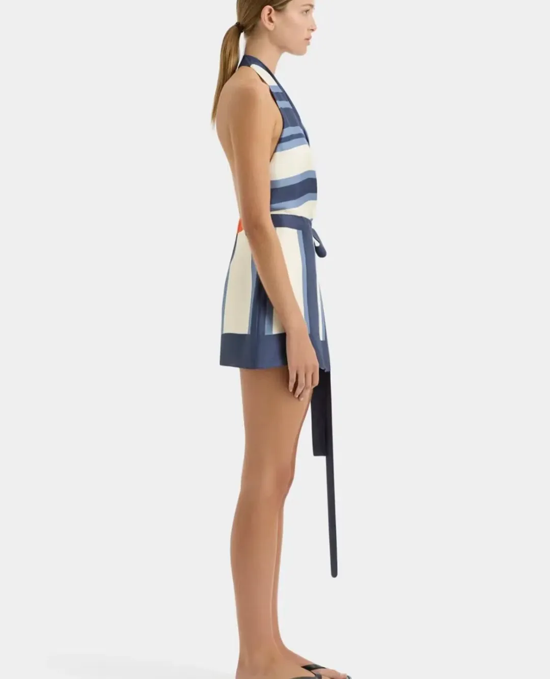 SIR the Label dazed wrap halter mini dress in studio print size 10 for rent on The Volte - main image