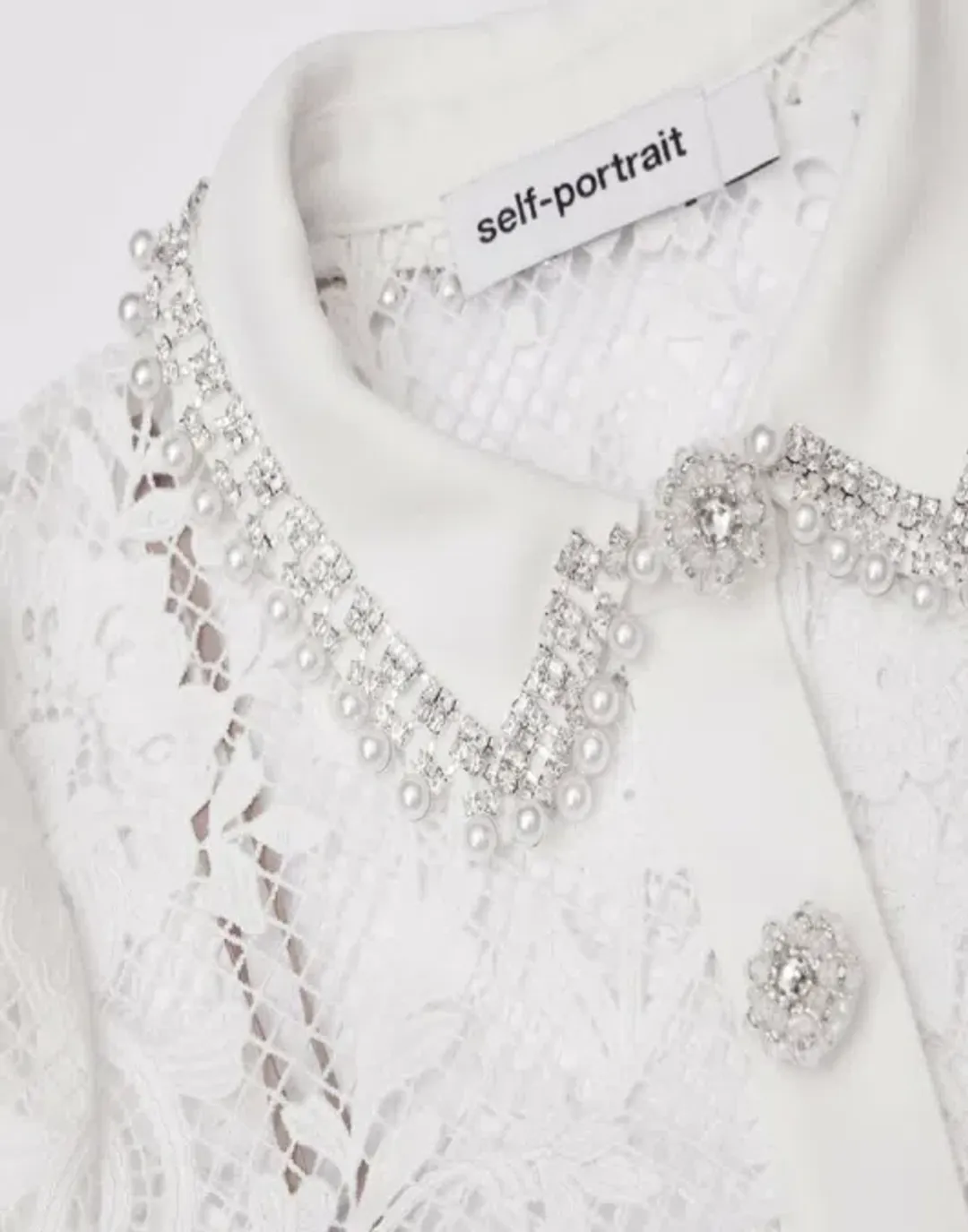 Self Portrait  White Lace Button Front Midi Dress for rent on The Volte - main image