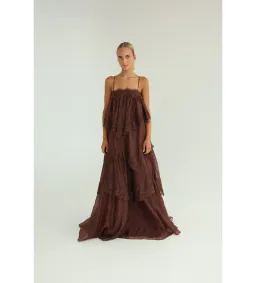 Aje Ophelia Lace Gown in Chocolate Size AU6 for rent on The Volte - image 2