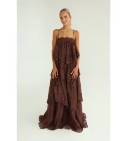 Aje Ophelia Lace Gown in Chocolate Size AU6 for rent on The Volte - image 5