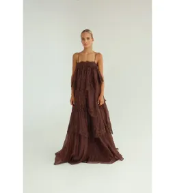 Aje Ophelia Lace Gown in Chocolate Size AU6 for rent on The Volte - image 3