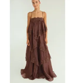 Aje Ophelia Lace Gown in Chocolate Size AU6 for rent on The Volte - image 4
