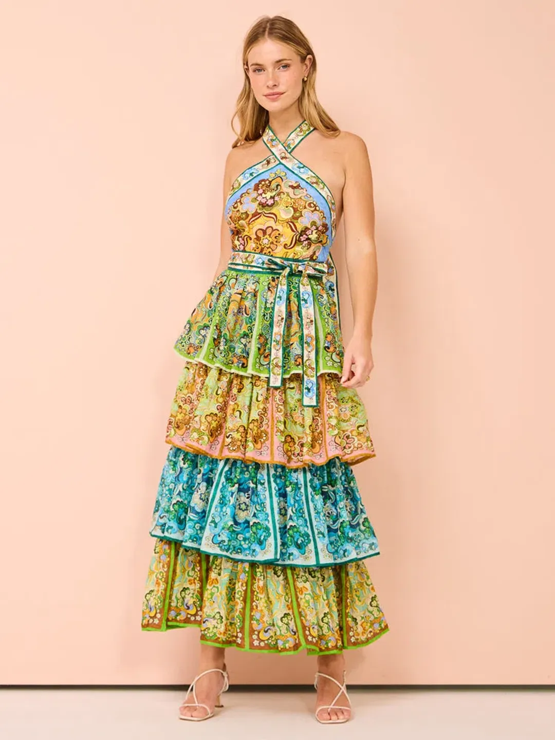 Alemais Dreamer Tiered Midi Dress size 8  for rent on The Volte - main image