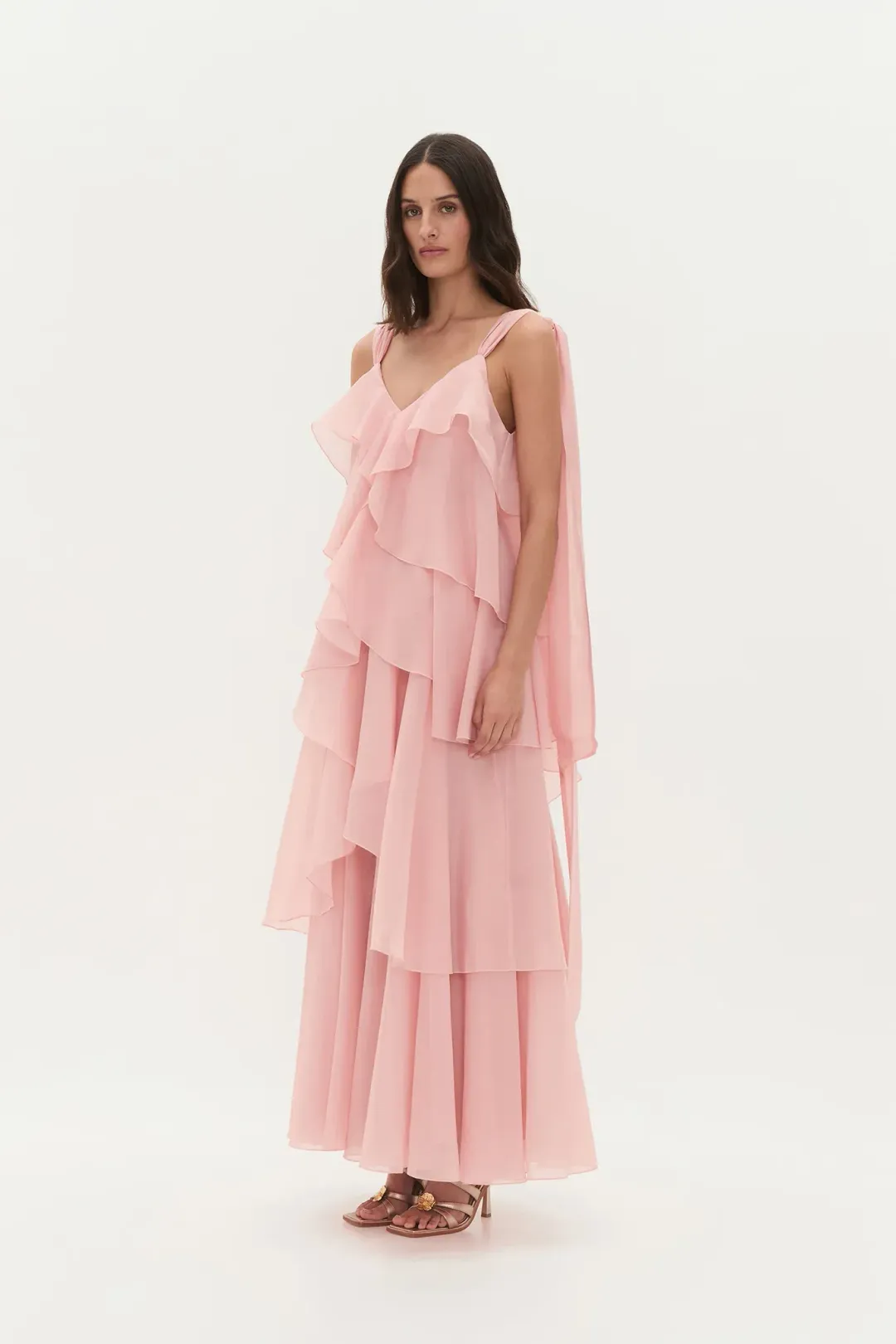 Aje Gracie Maxi Dress Size 16 in Muted Rose Pink for rent on The Volte - main image