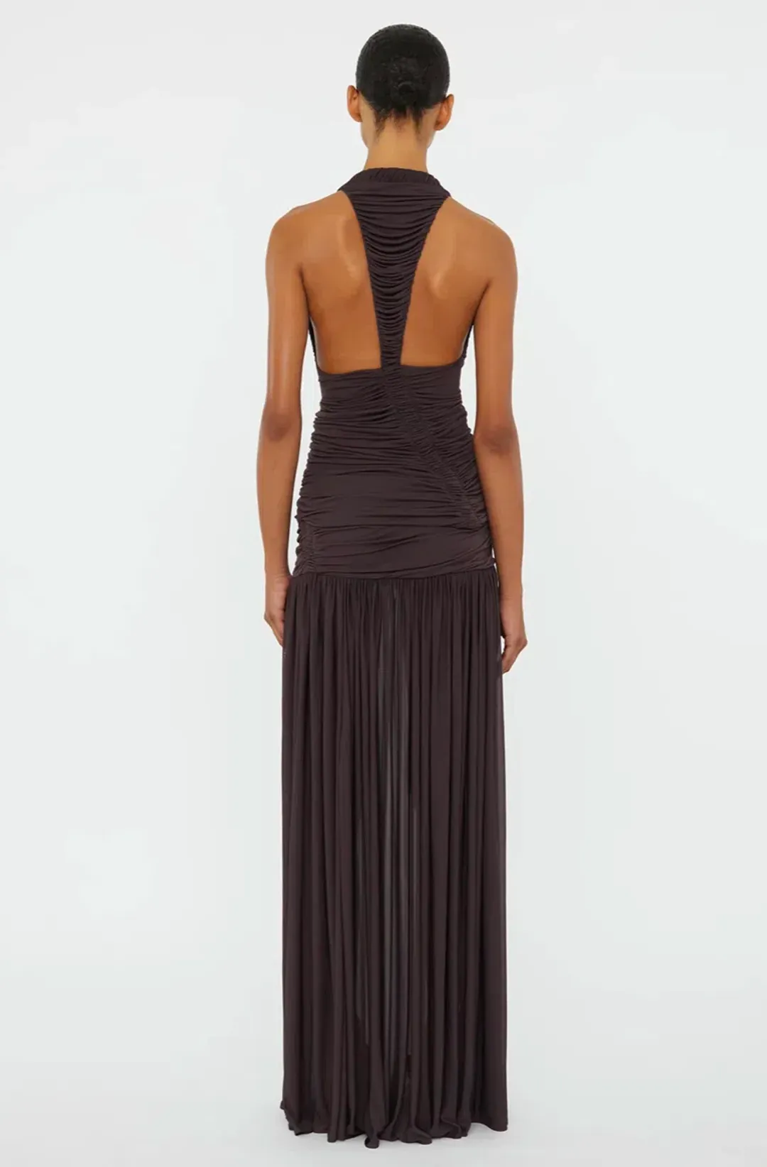 Christopher Esber Orion Gown in Malbec Brown AU 8 for rent on The Volte - main image