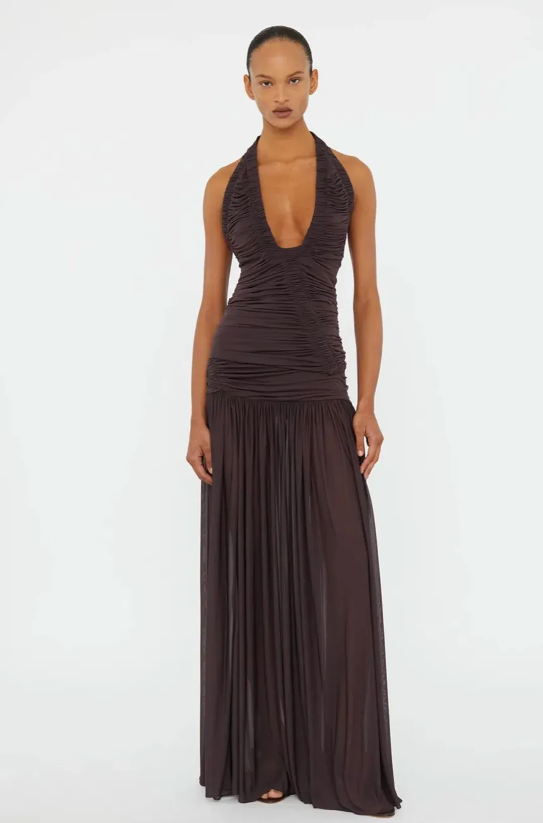 Christopher Esber Orion Gown in Malbec Brown AU 8 for rent on The Volte - main image