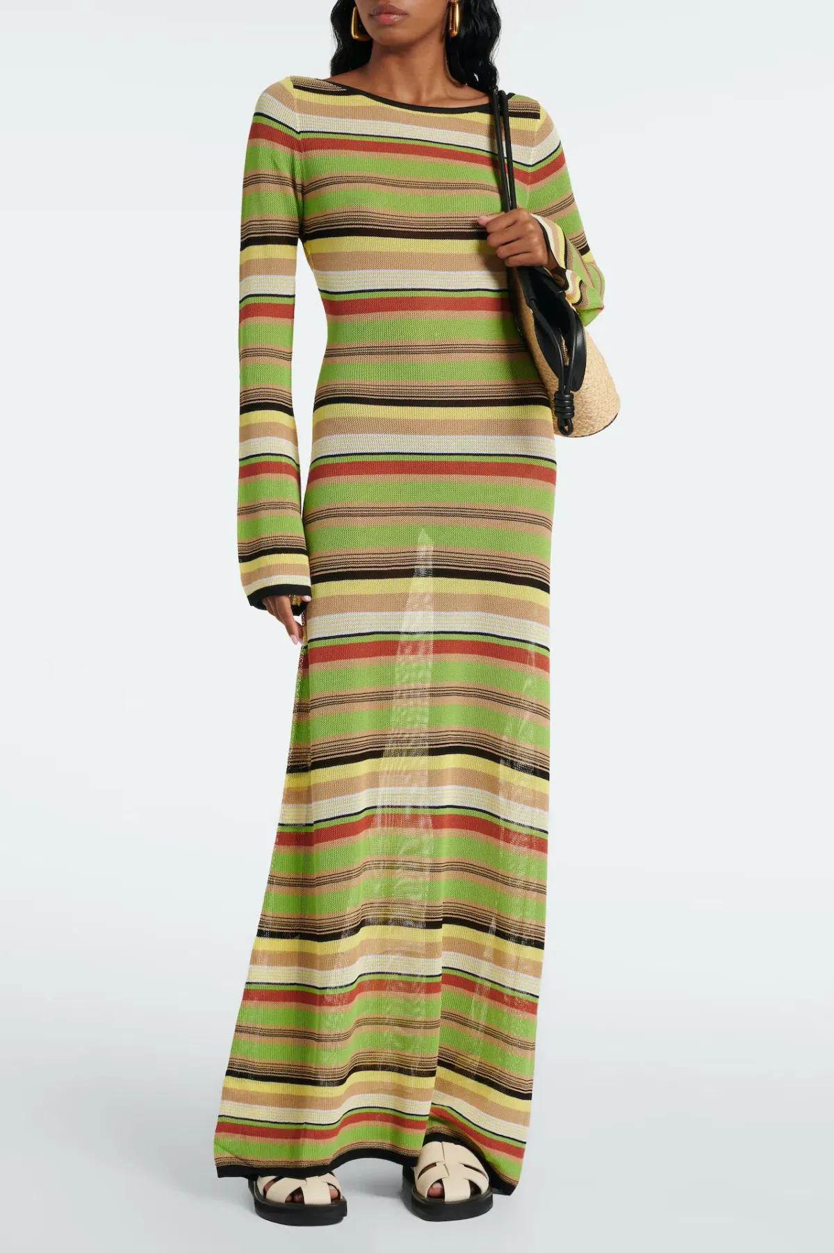 Sir the Label Coastline Low Back Striped Maxi Dress in Palm Stripe Size 2 / AU 10 for rent on The Volte - main image