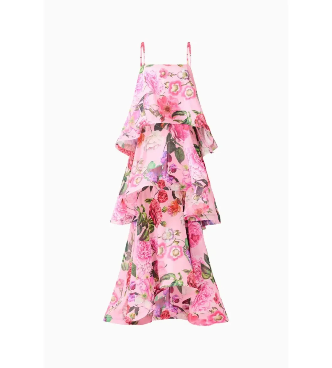 Elliatt Armani Tiered Maxi Dress Pink Floral Size M AU 10 for rent on The Volte - main image
