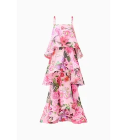 Elliatt Armani Tiered Maxi Dress Pink Floral Size L AU 12 for rent on The Volte - image 5