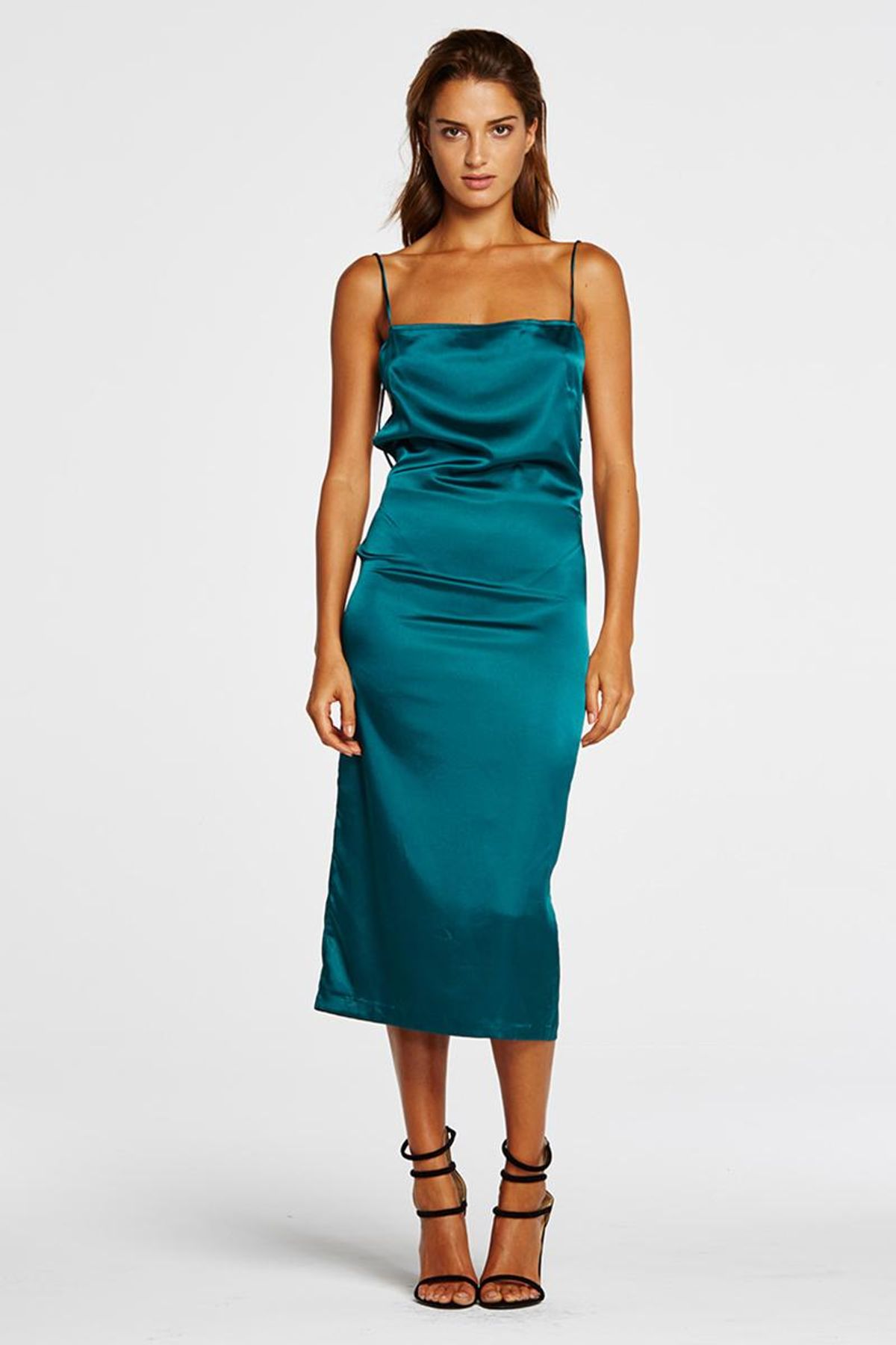 Maurie & Eve Apache Satin Midi Slip Dress - Emerald size 6 for rent on The Volte - main image