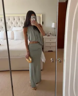 CADENCE RACER MAXI DRESS | PISTACHIO - SIZE 8 for rent on The Volte - image 2