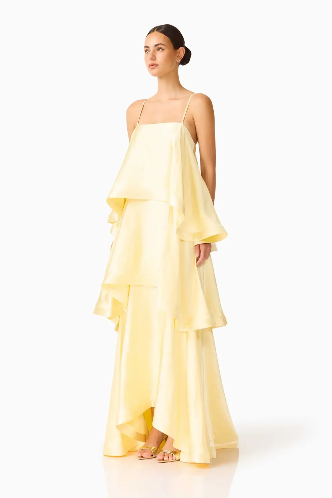 Elliatt Tilly Tiered Maxi Dress in Butter Yellow - Size 8/S for rent on The Volte - main image