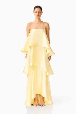 Elliatt Tilly Tiered Maxi Dress in Butter Yellow - Size 8/S for rent on The Volte - image 1