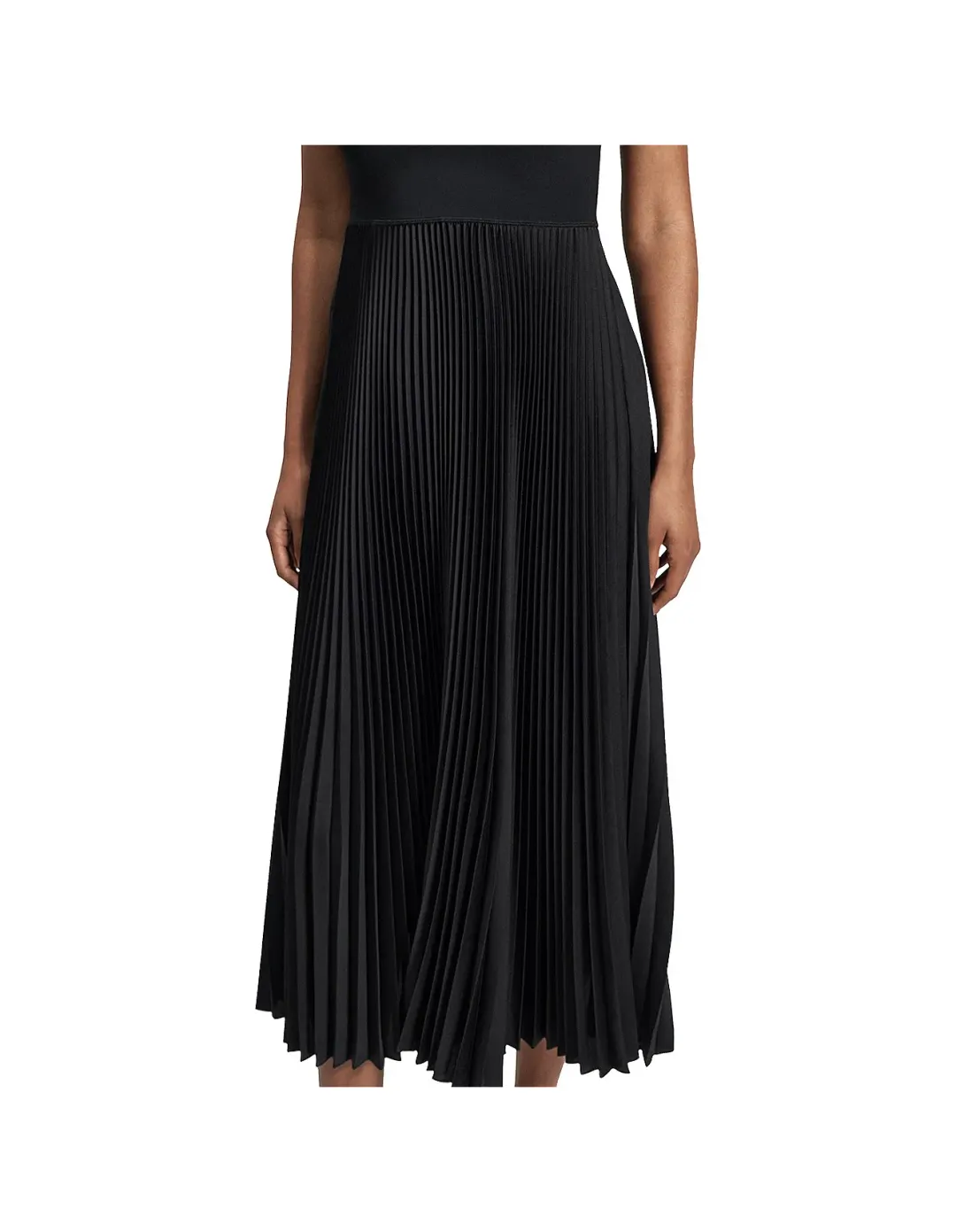 Theory Pleated Combo Dress In Textured Satin Black Size XS for rent on The Volte - main image