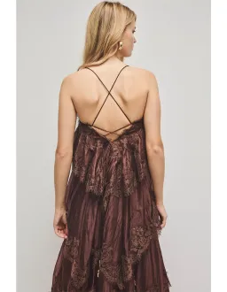 Aje Ophelia Lace Gown in Chocolate Size AU8 for rent on The Volte - image 4