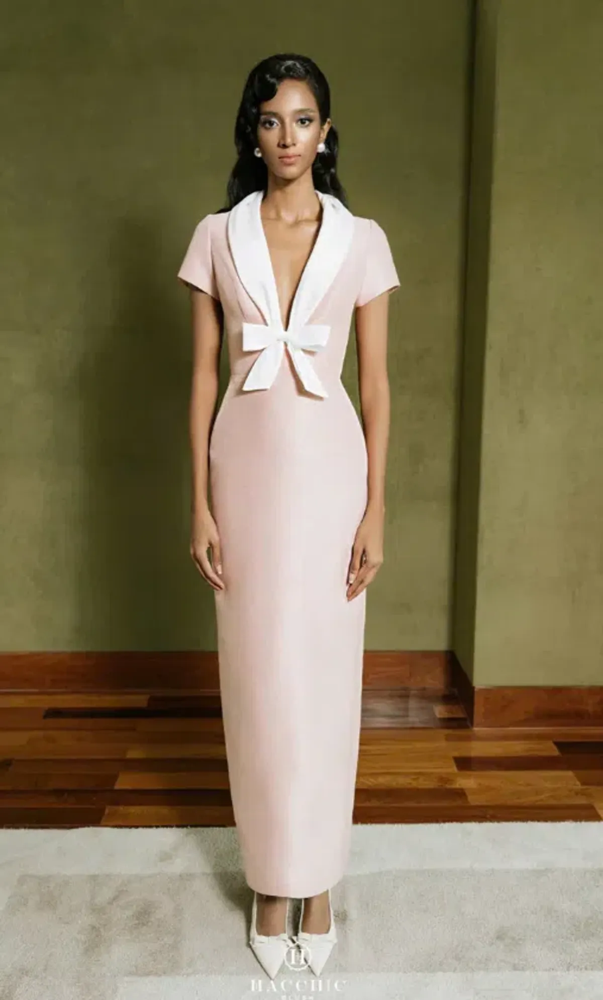 HACCHIC COUTURE Sweetheart Silk Dress in PINK size Small  for rent on The Volte - main image