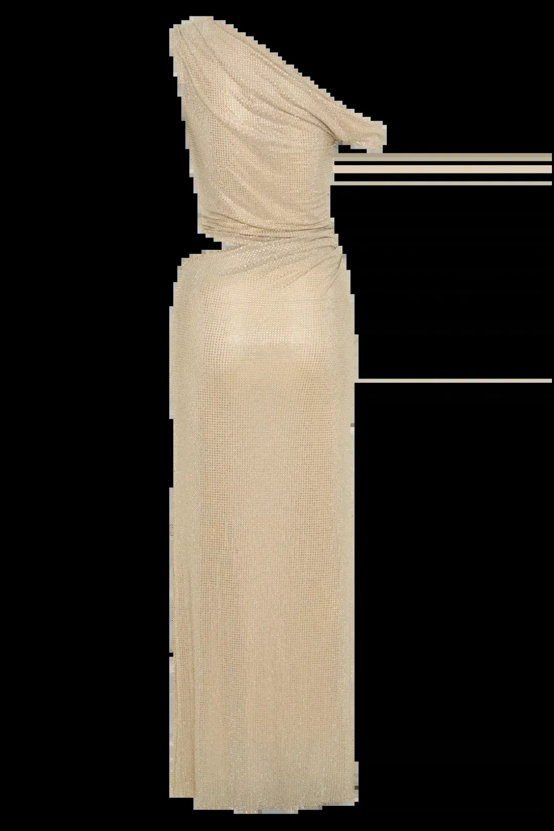 Meshki - Kenny Diamante One Shoulder Maxi Dress - Gold - Size S for rent on The Volte - main image