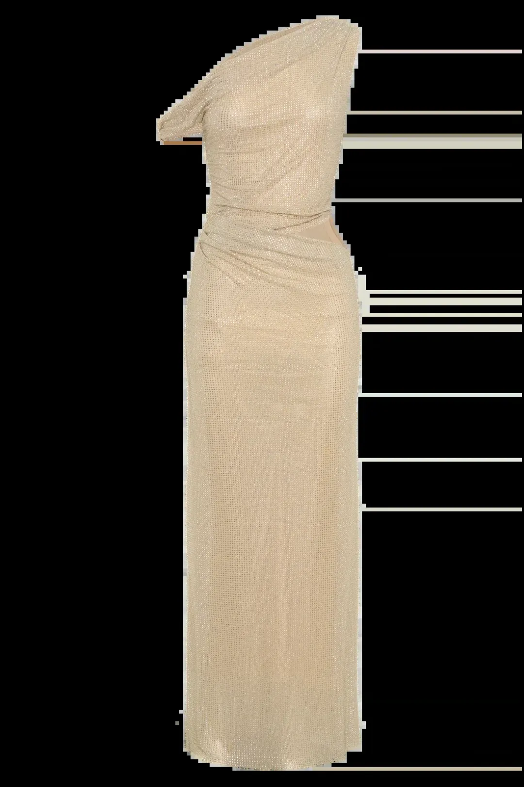Meshki - Kenny Diamante One Shoulder Maxi Dress - Gold - Size S for rent on The Volte - main image