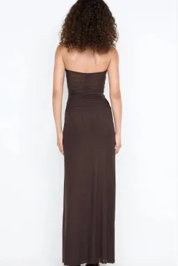 IDA STRAPLESS DRESS | DARK CHOCOLATE - SIZE 10 for rent on The Volte - image 3