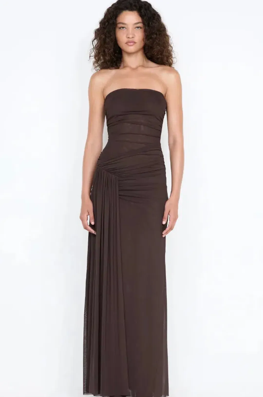 IDA STRAPLESS DRESS | DARK CHOCOLATE - SIZE 10 for rent on The Volte - main image