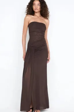 IDA STRAPLESS DRESS | DARK CHOCOLATE - SIZE 10 for rent on The Volte - image 2