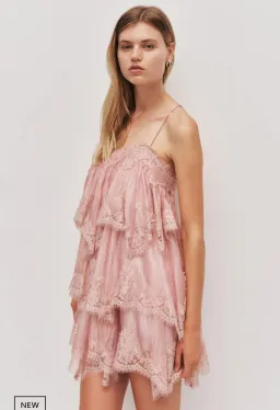 Aje Ophelia Lace Mini Dress Size 12 Fawn Pink for rent on The Volte - image 2