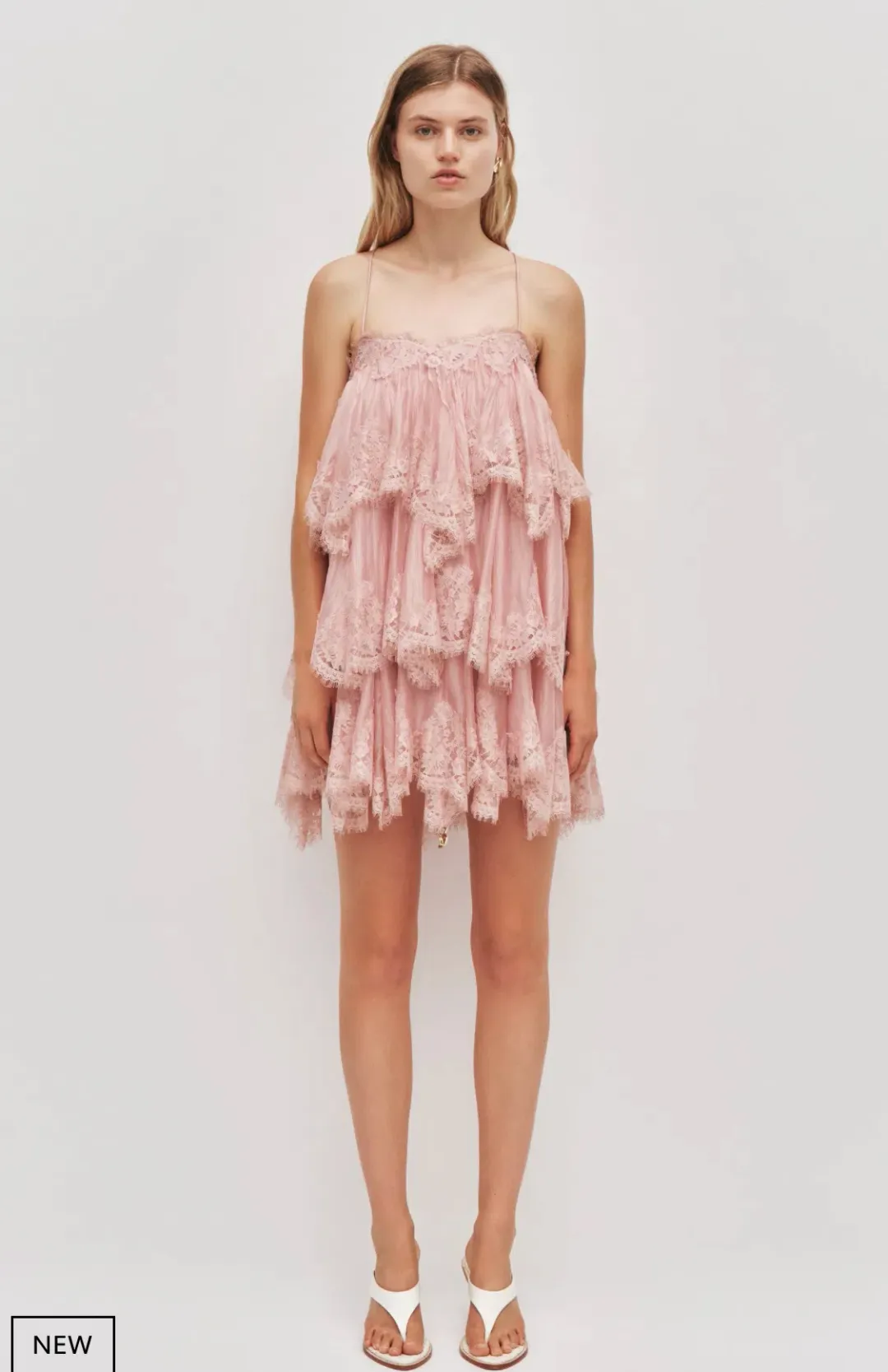 Aje Ophelia Lace Mini Dress Size 12 Fawn Pink for rent on The Volte - main image