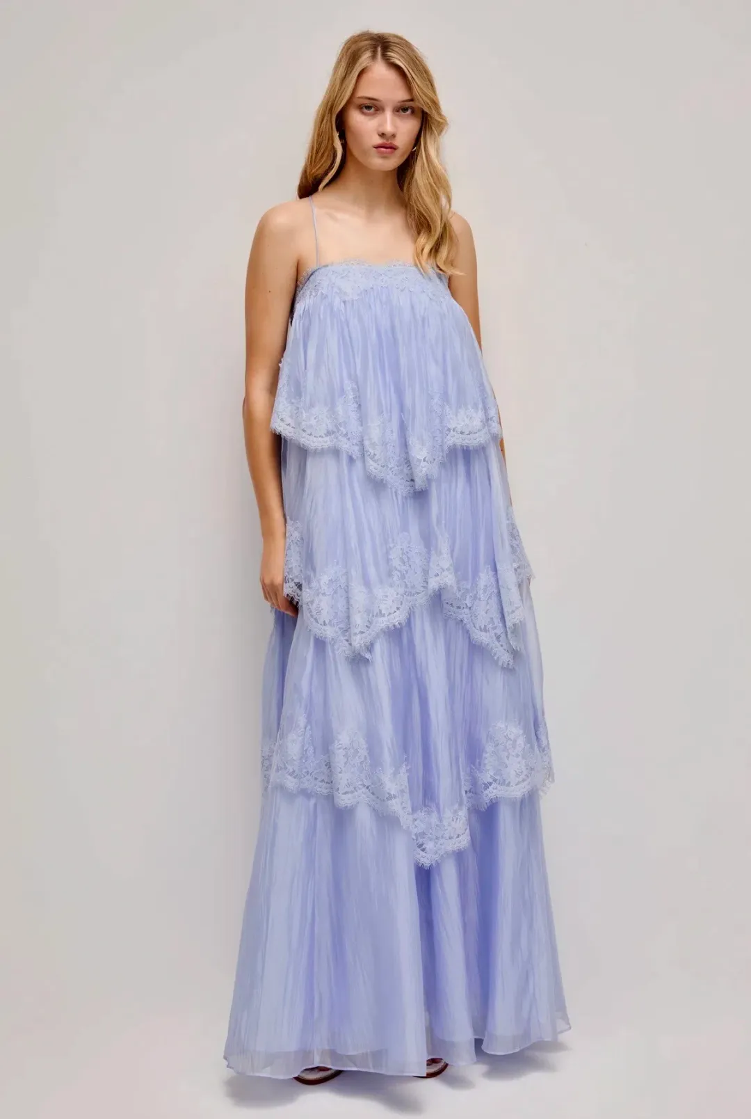 AJE Ophelia Lace Gown size 8 French Blue for rent on The Volte - main image