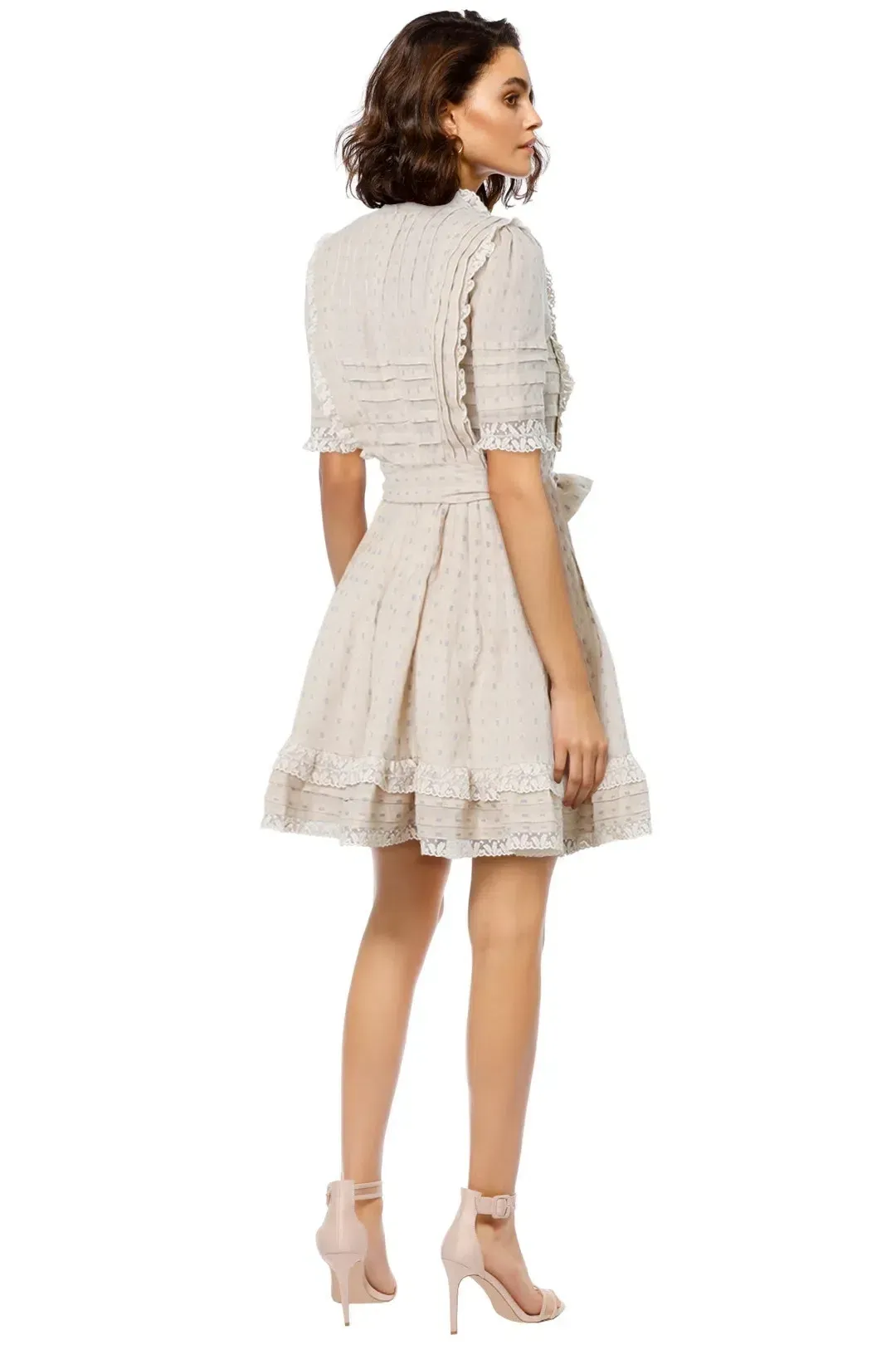 Zimmermann Helm Dot Frill Mini Dress Cream Size 8 for rent on The Volte - main image