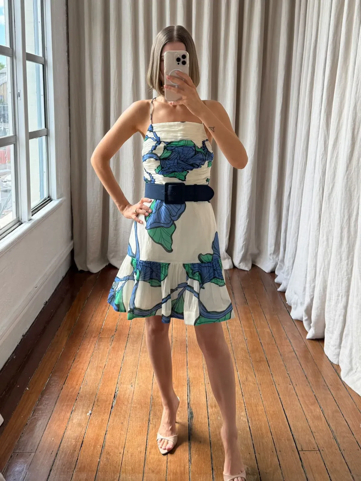 REBECCA VALLANCE BLUE IVY STRAP MINI DRESS SIZE 8 for rent on The Volte - main image