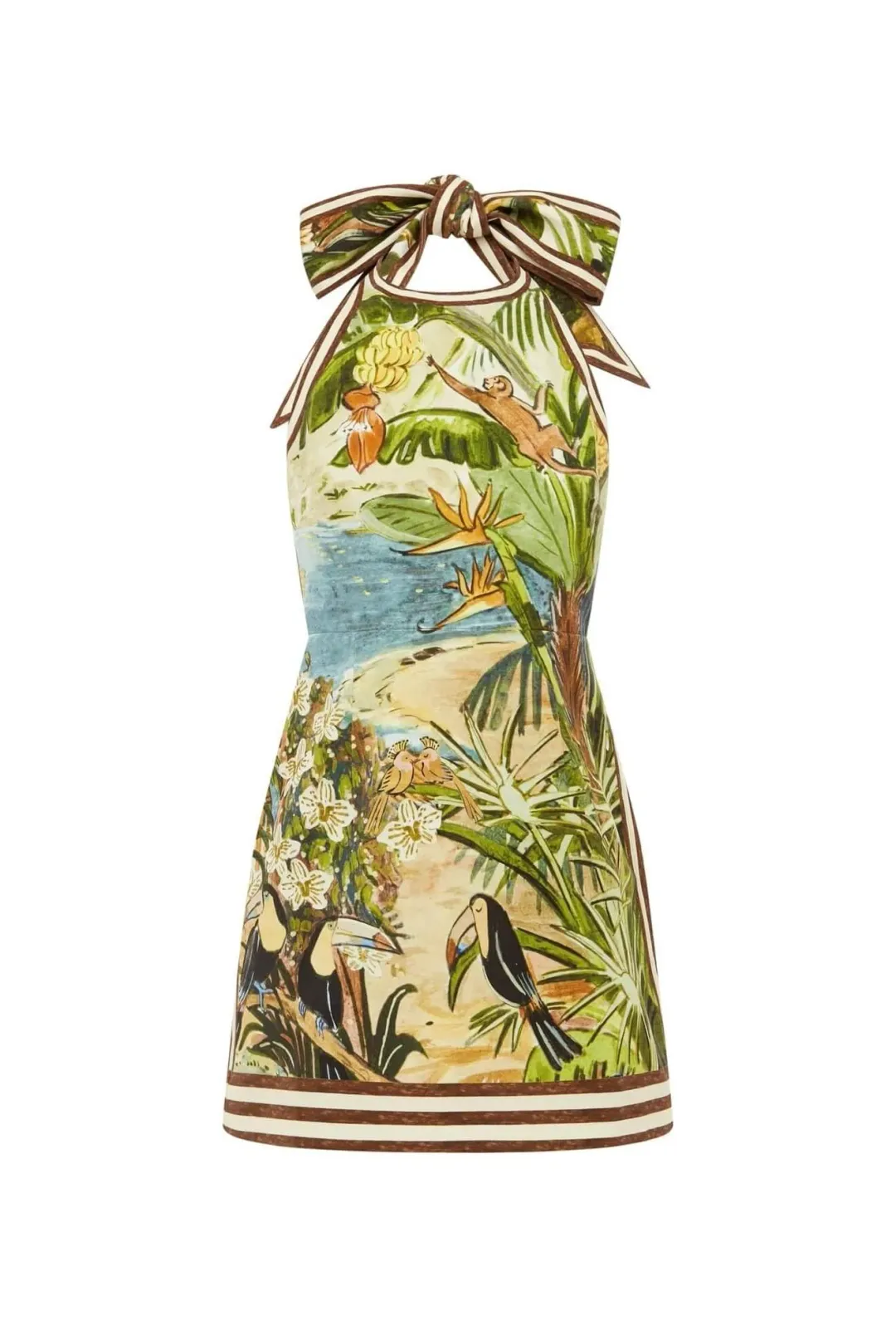 ALEMAIS TOUCAN HALTER MINI DRESS SIZE 10 for rent on The Volte - main image