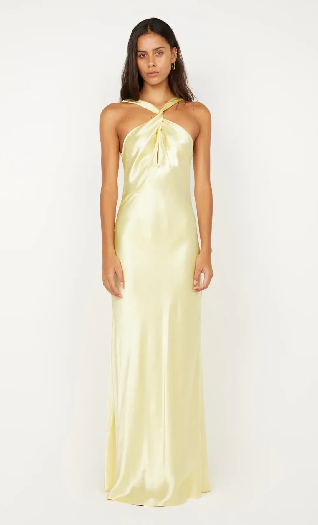 bec and bridge ELISIA TWIST MAXI DRESS in ice yellow size 6 for rent on The Volte - main image