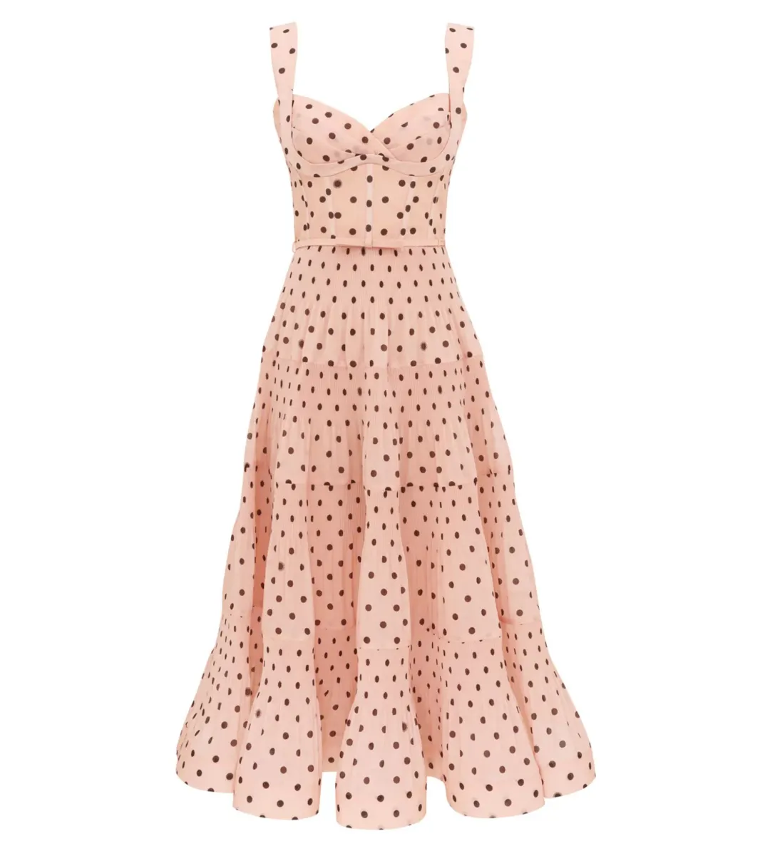 Zimmermann Pleated Draped Midi Dress in Pink Dot Size 1 / AU10 for rent on The Volte - main image