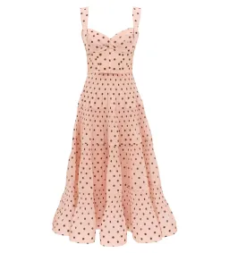 Zimmermann Pleated Draped Midi Dress in Pink Dot Size 1 / AU10 for rent on The Volte - image 1