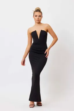 Black Bianca and Bridgett Avery V Neck gown size 4 for rent on The Volte - image 2