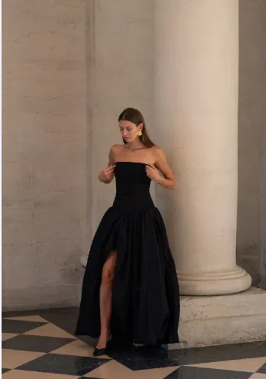AJE VIOLETTE BUBBLE HEM MAXI DRESS BLACK SIZE 6 XS for rent on The Volte - main image